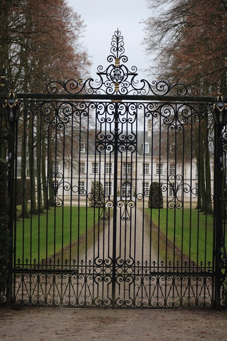 A Mansion With Black Metal Gate 