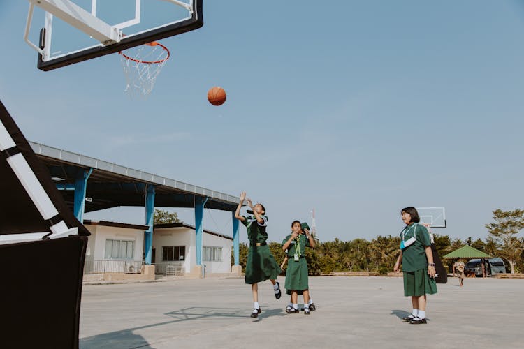 Scout Girls Playing Basketball