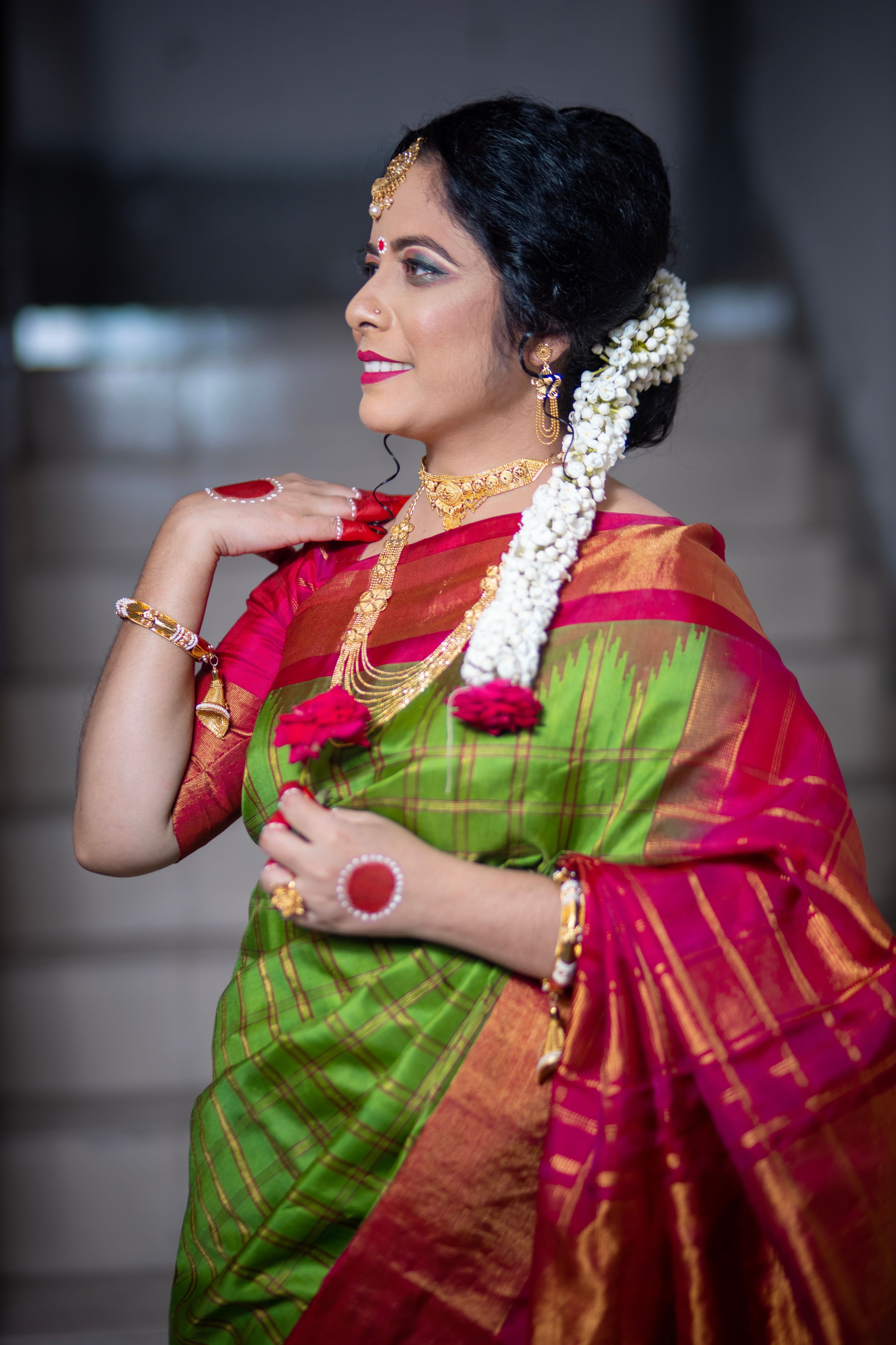 An Elegant Woman in a Red Saree · Free Stock Photo