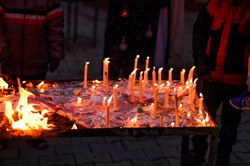 Close-Up Shot of Lighted Candles