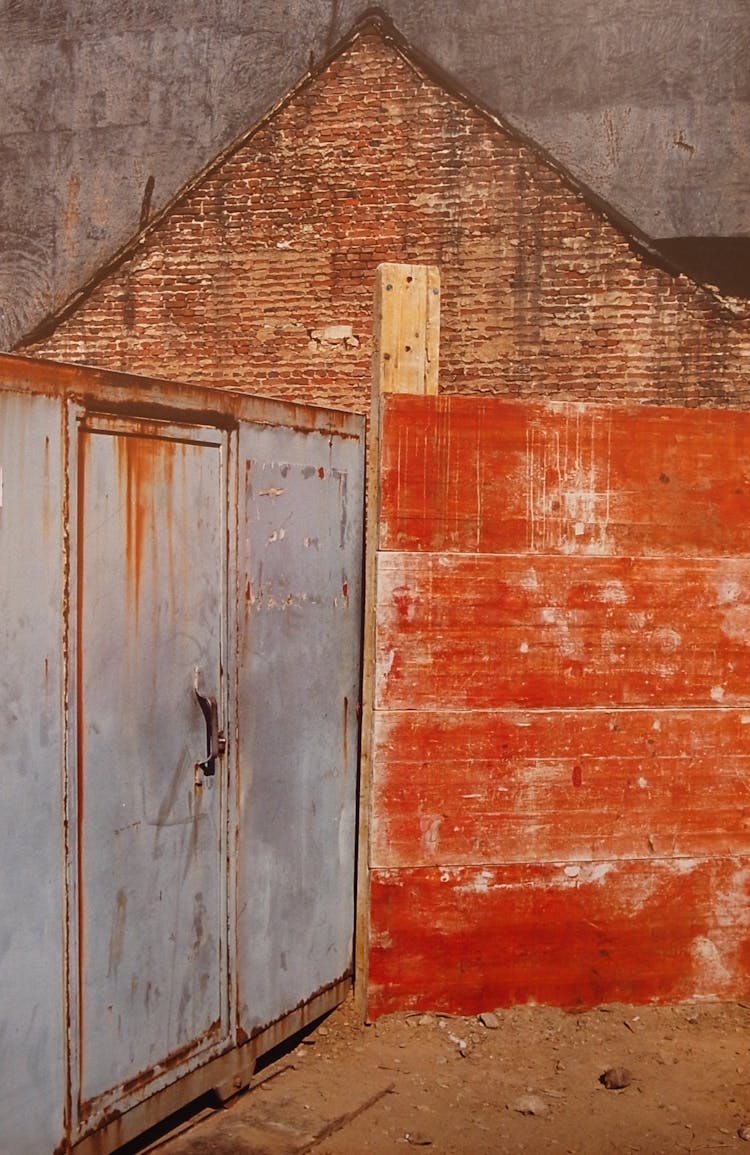 Garage Doors In Brick Abandoned Building