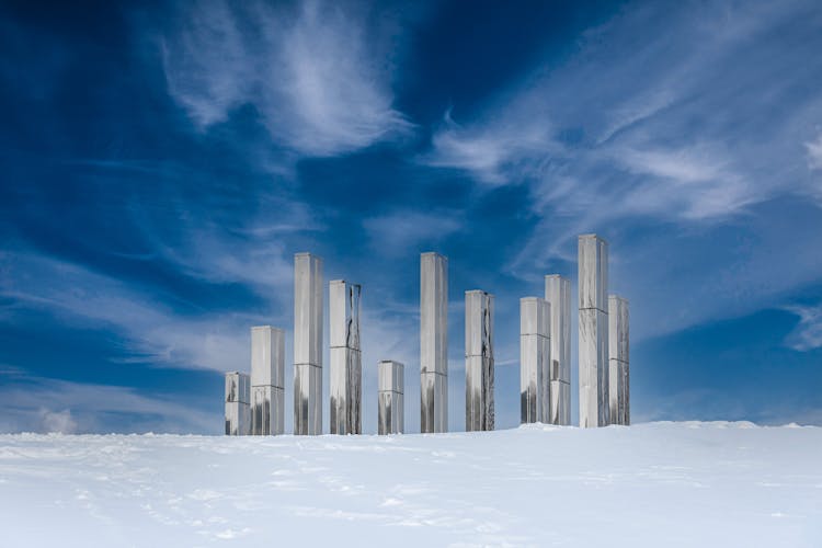 Metal Piles On Snow