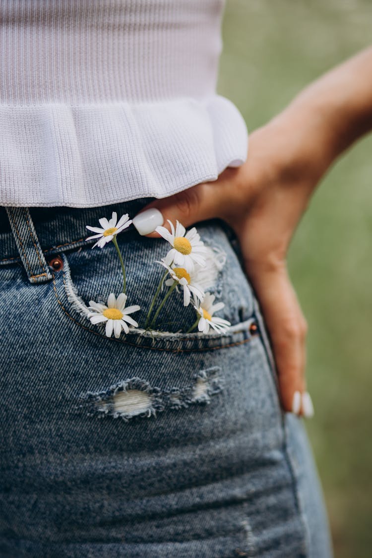 Daisies In Jeans Pocket