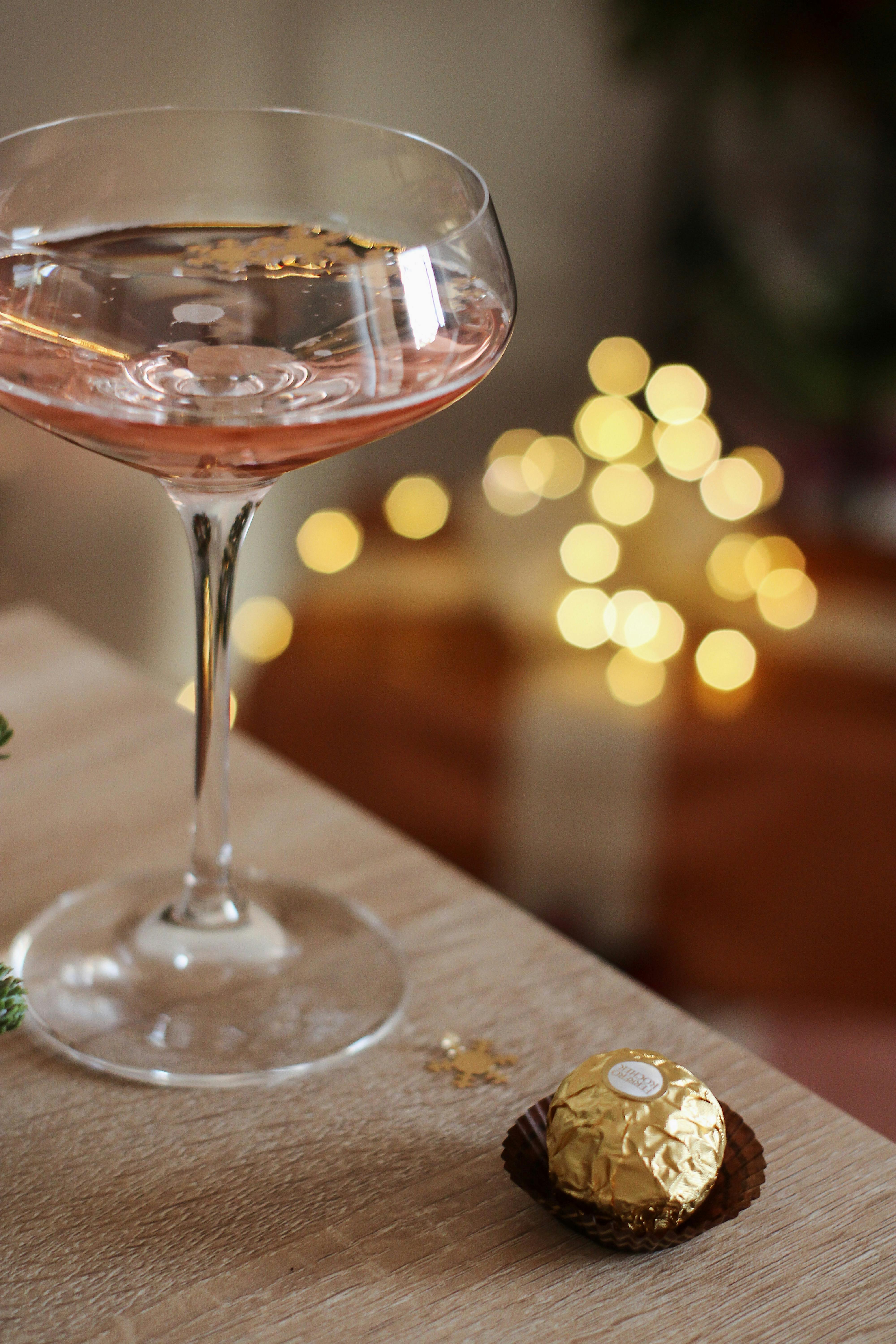 Chocolate with glass of alcoholic drink
