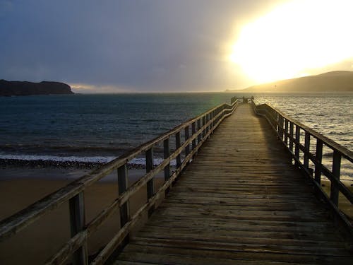 Free stock photo of sunset, wooden pier