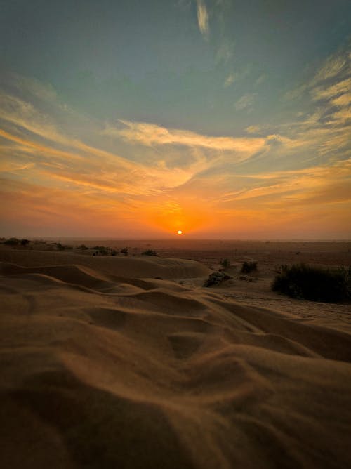 Foto profissional grátis de dunas de areia, jaisalmer, pôr do sol do deserto