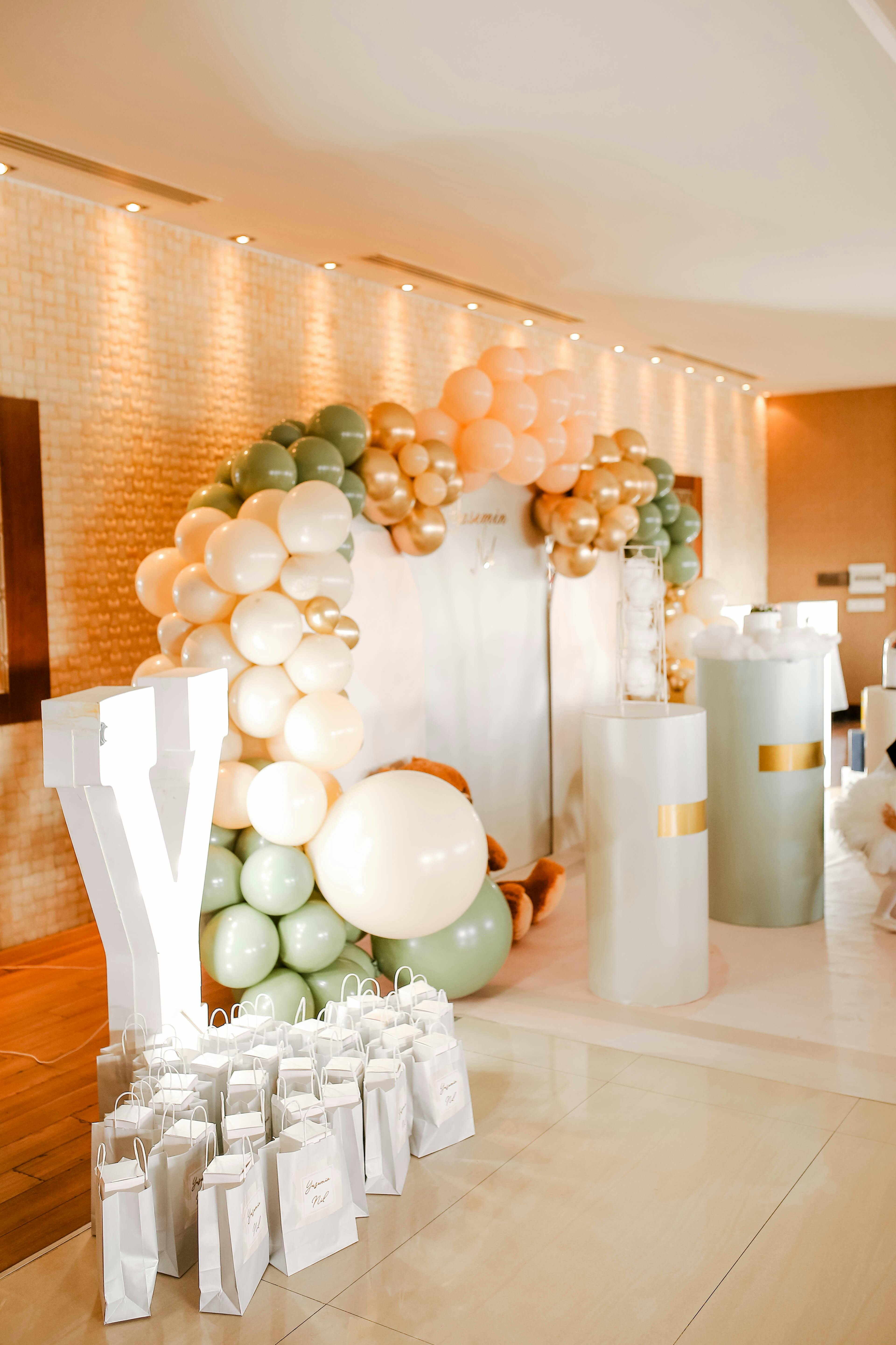 Pastel colour balloon garland arch