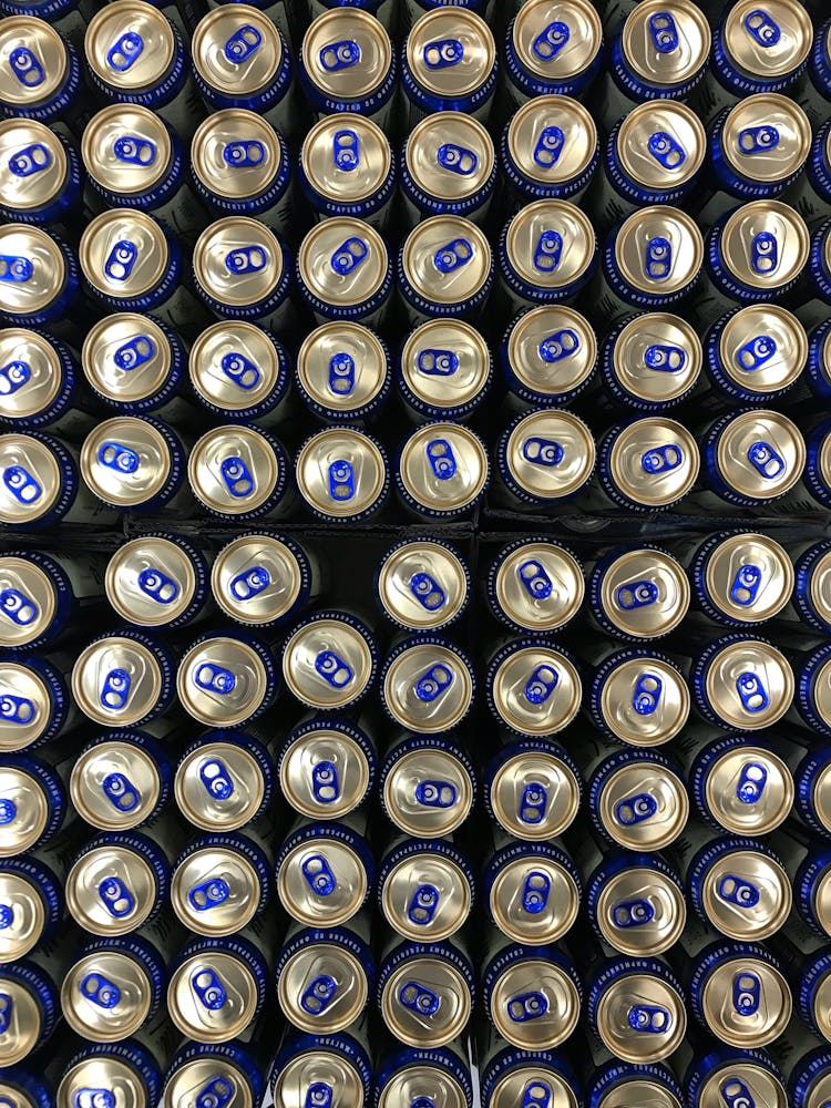 Close Up Of Tops Of Cans