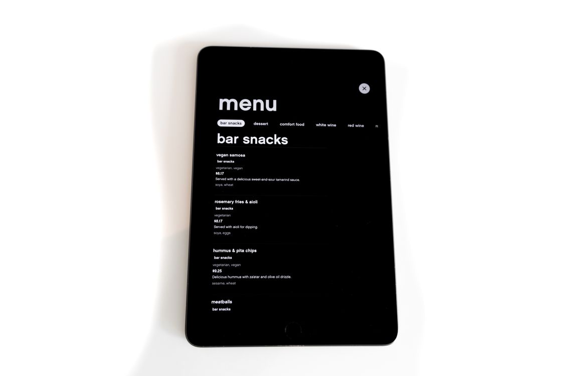 Menu on Tablet Computer · Free Stock Photo