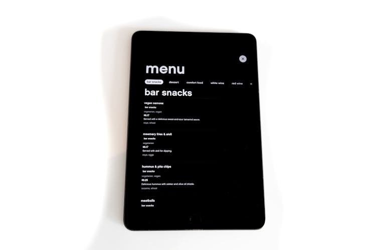 Menu On Tablet Computer 