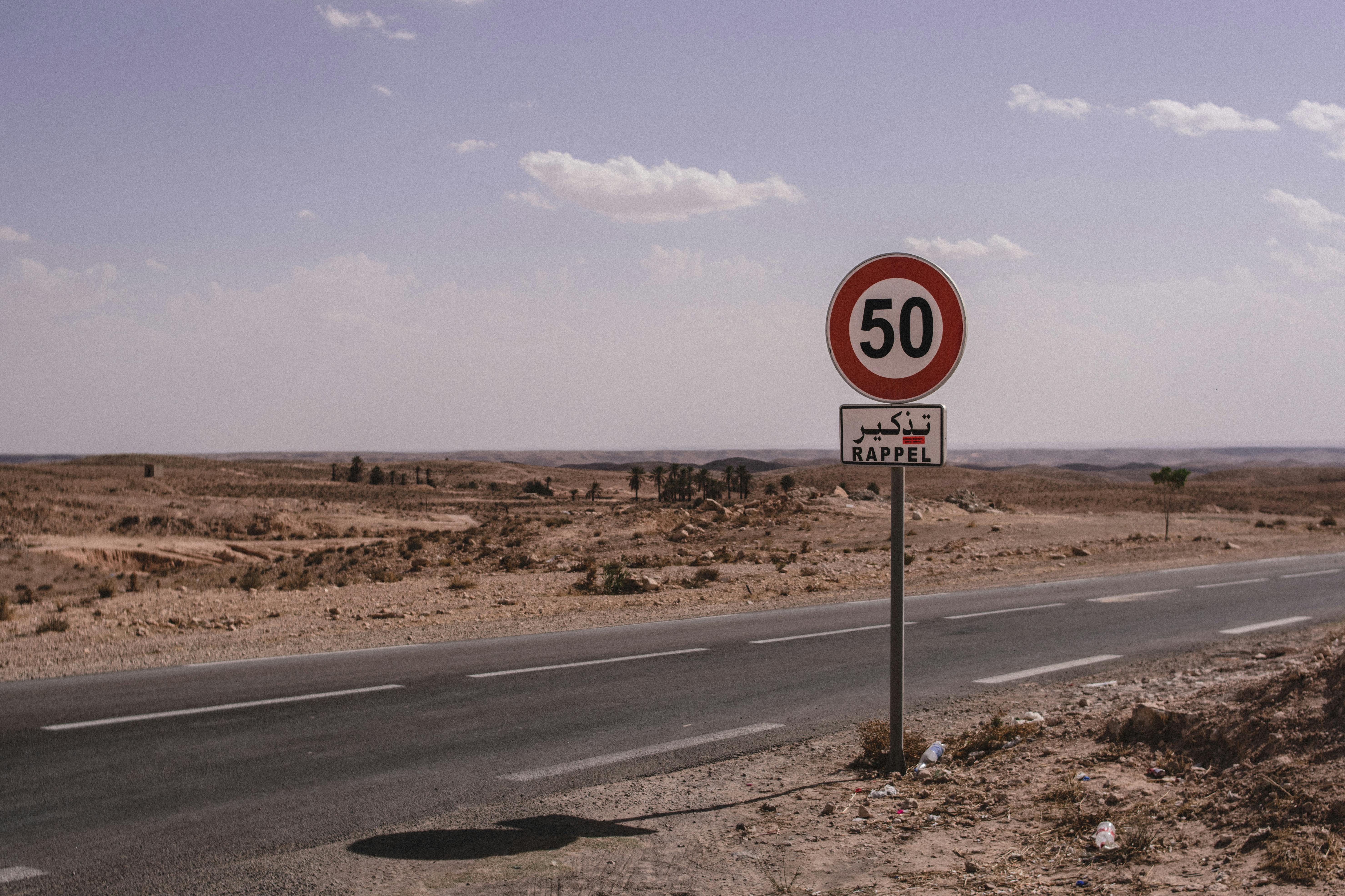 a speed limit sign by the road