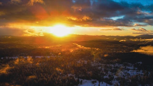 An Aerial Shot of a Sunset