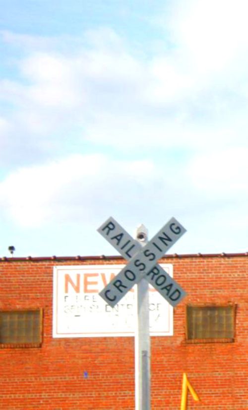 Free stock photo of railroad, railroad crossing, street sign Stock Photo