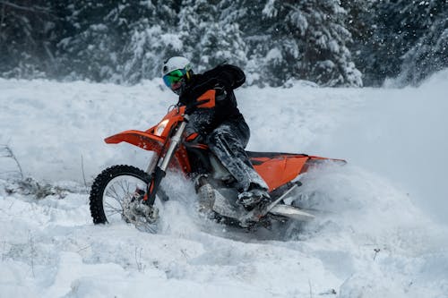 Riding Dirt Bike in Snow
