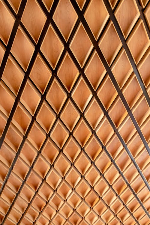 Free A Brown Wooden Ceiling Stock Photo
