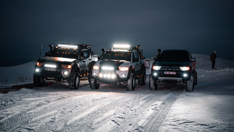 Cars On Snowy Road