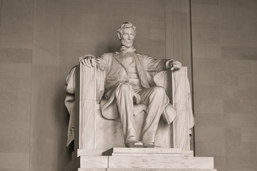 The Statue of Abraham Lincoln at Lincoln Memorial in Washington, DC, United States
