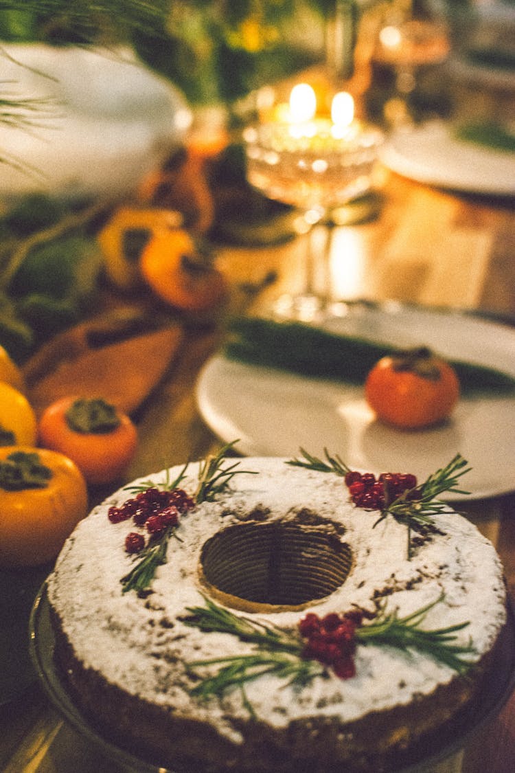 Christmas Cake On Table