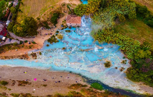 ドローン撮影, 上面図, 川の無料の写真素材