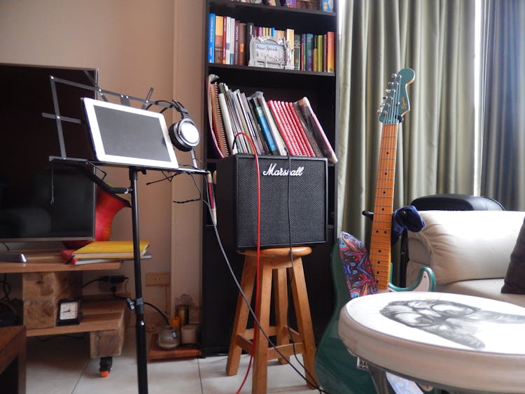 Amplifier On Wooden Stool