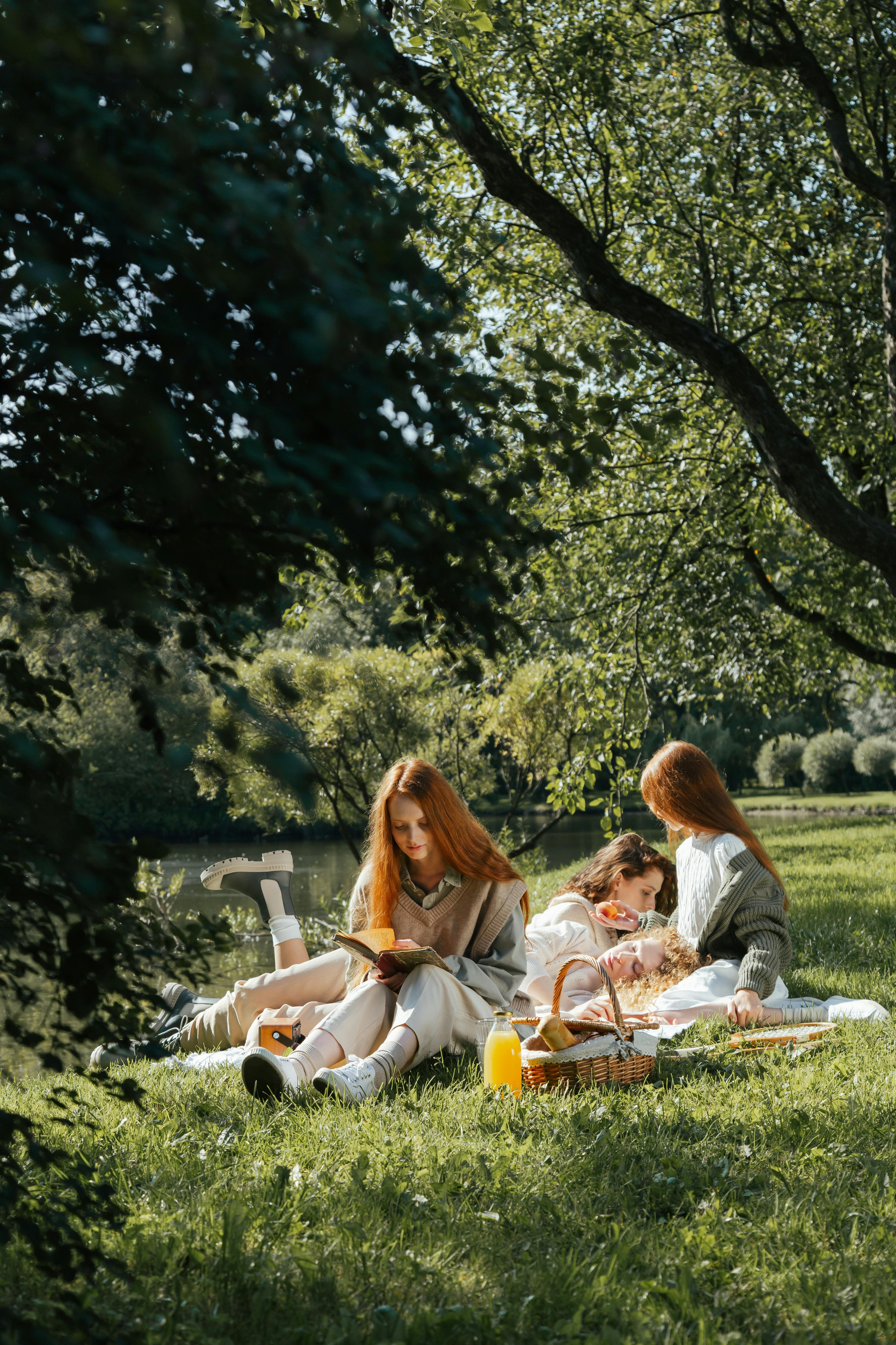 women having a picnic in a park