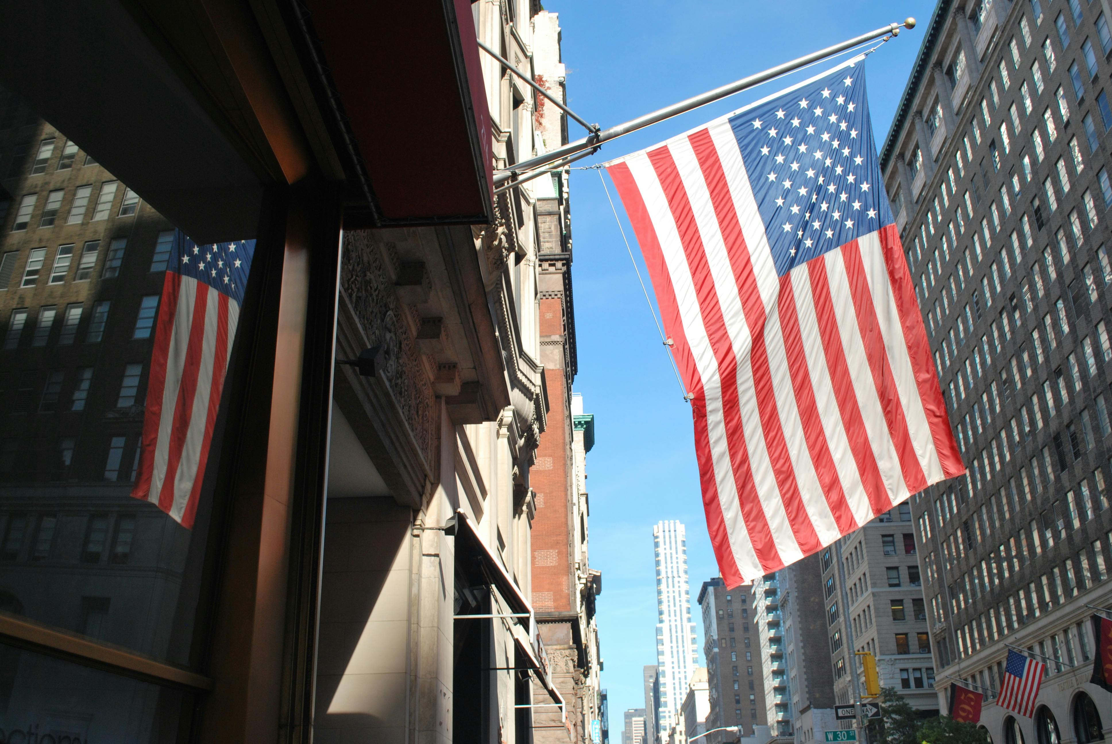 Free stock photo of American flag, city, usa