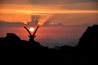Silhouette of Mountain during Sunset