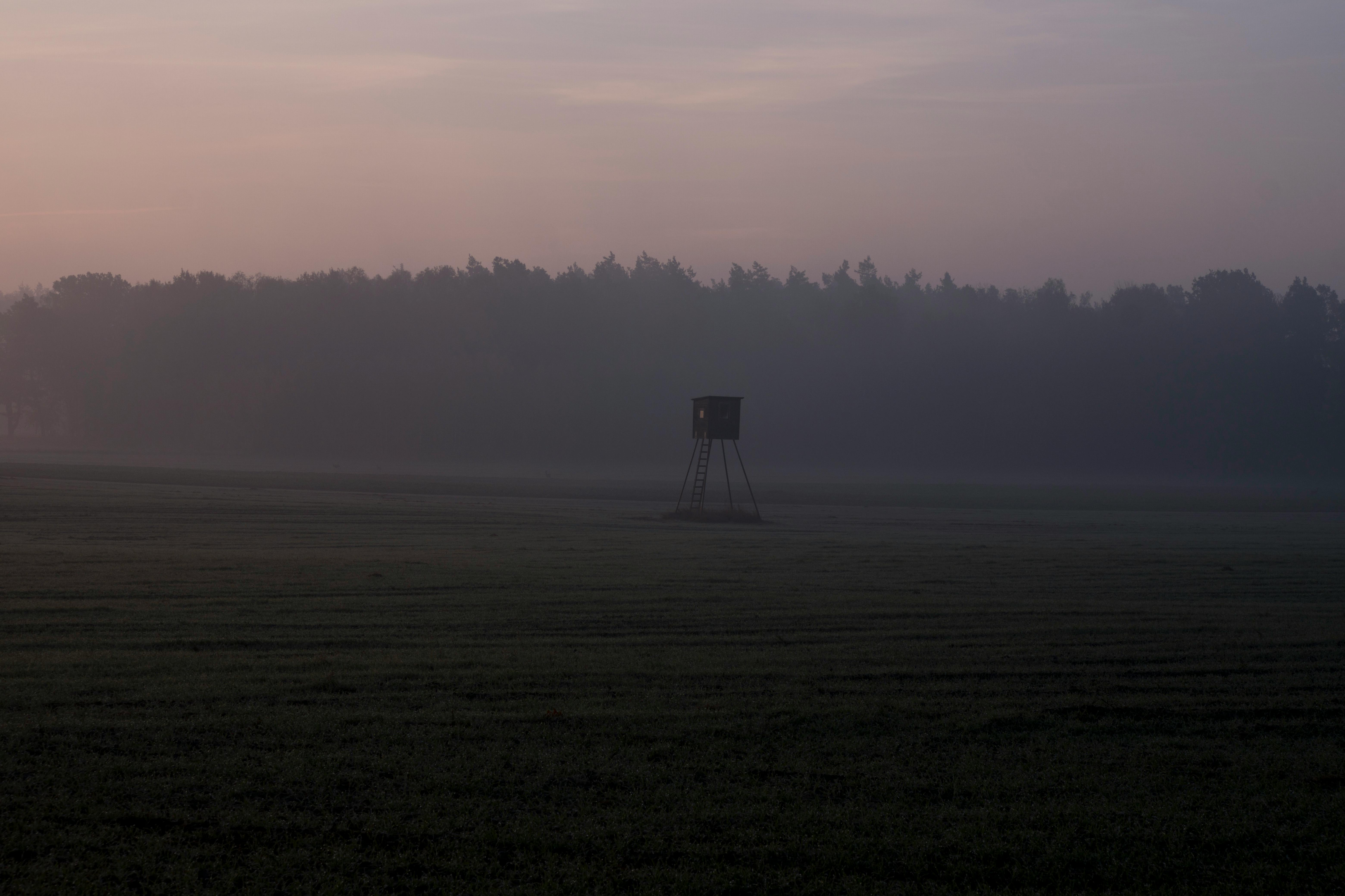 Imjingak observation platform in early morning with quiet mist over the field