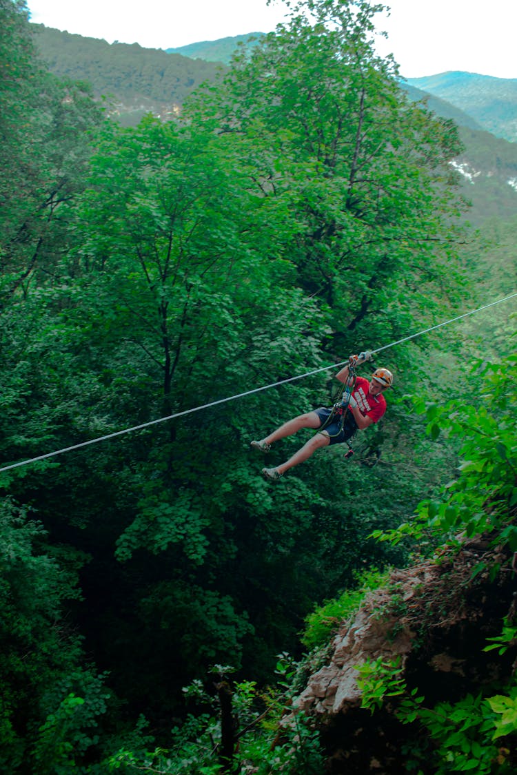 Man On A Zipline