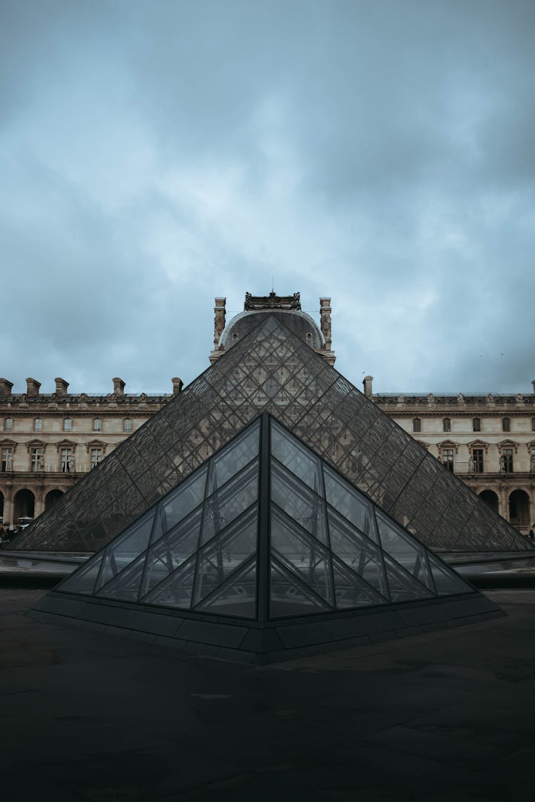 Glass Pyramid In Front Of The Louvre In Paris, France