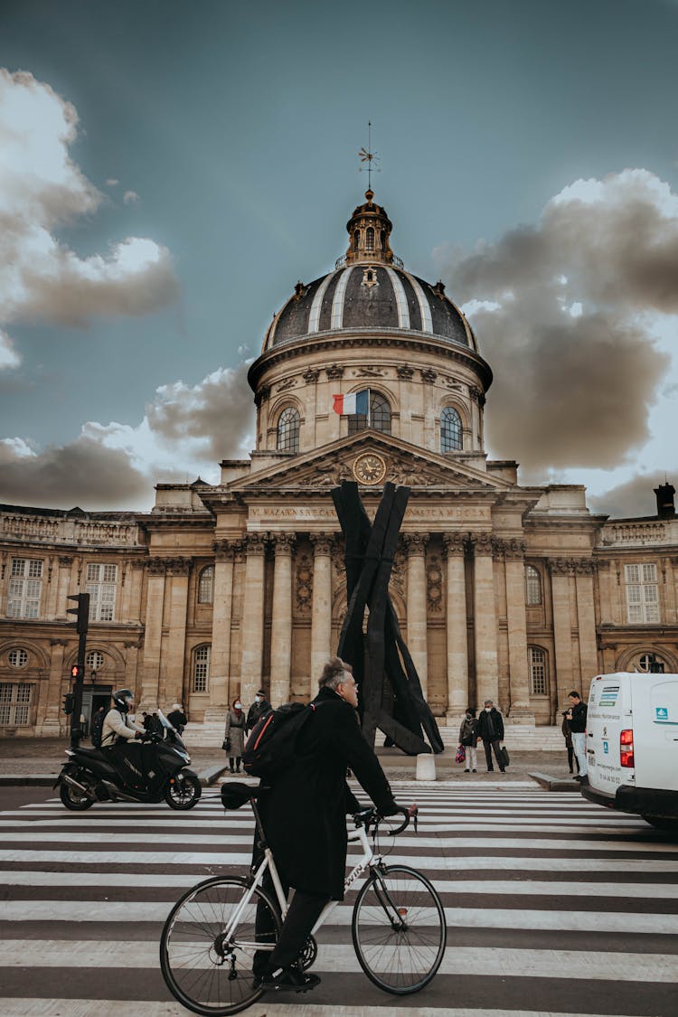 Man On Bicycle In Paris