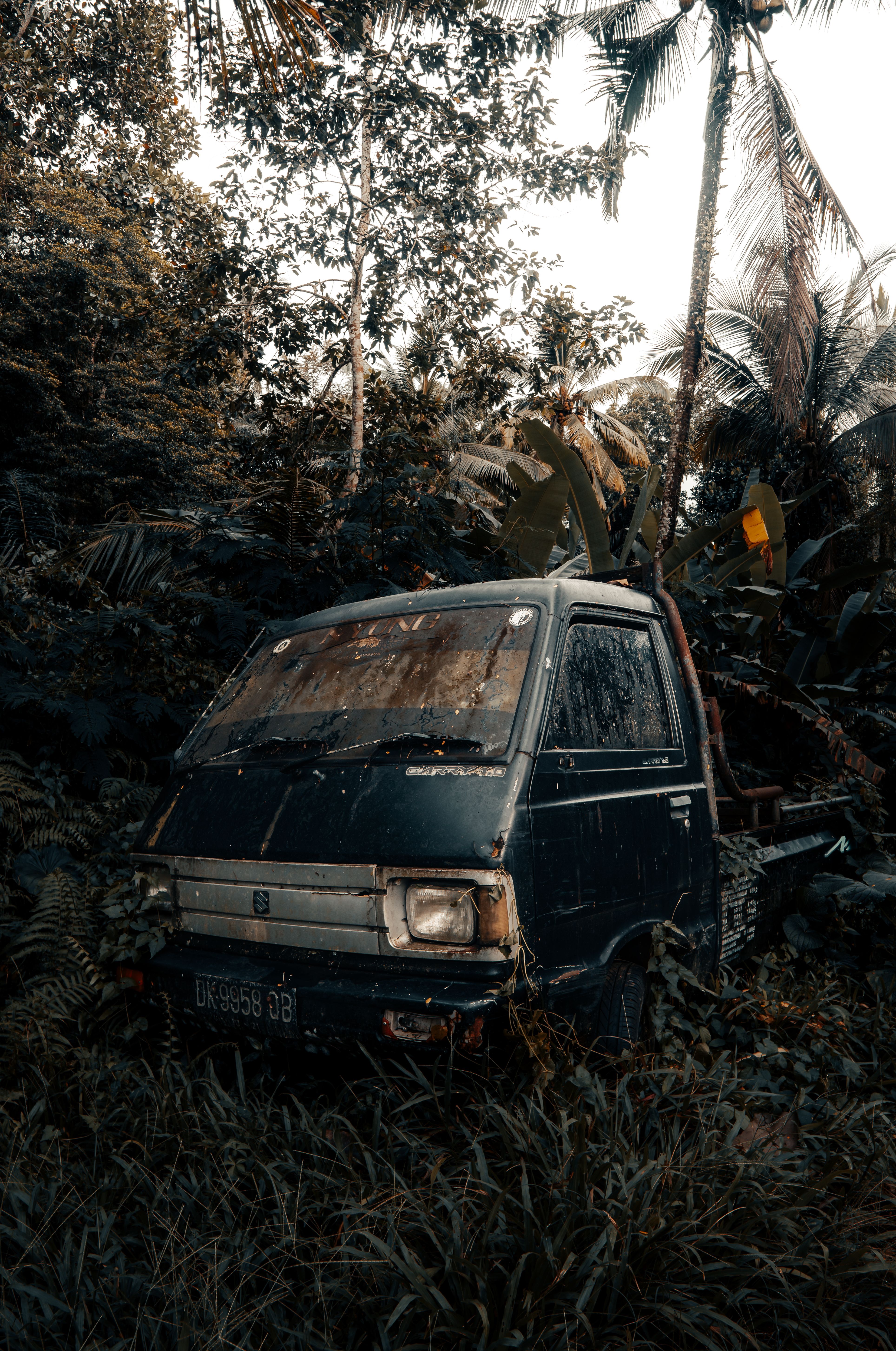 An Old Abandoned Truck Parked on a Grass Field · Free Stock Photo