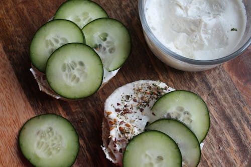 Free Sliced Cucumber on White Ceramic Bowl Stock Photo