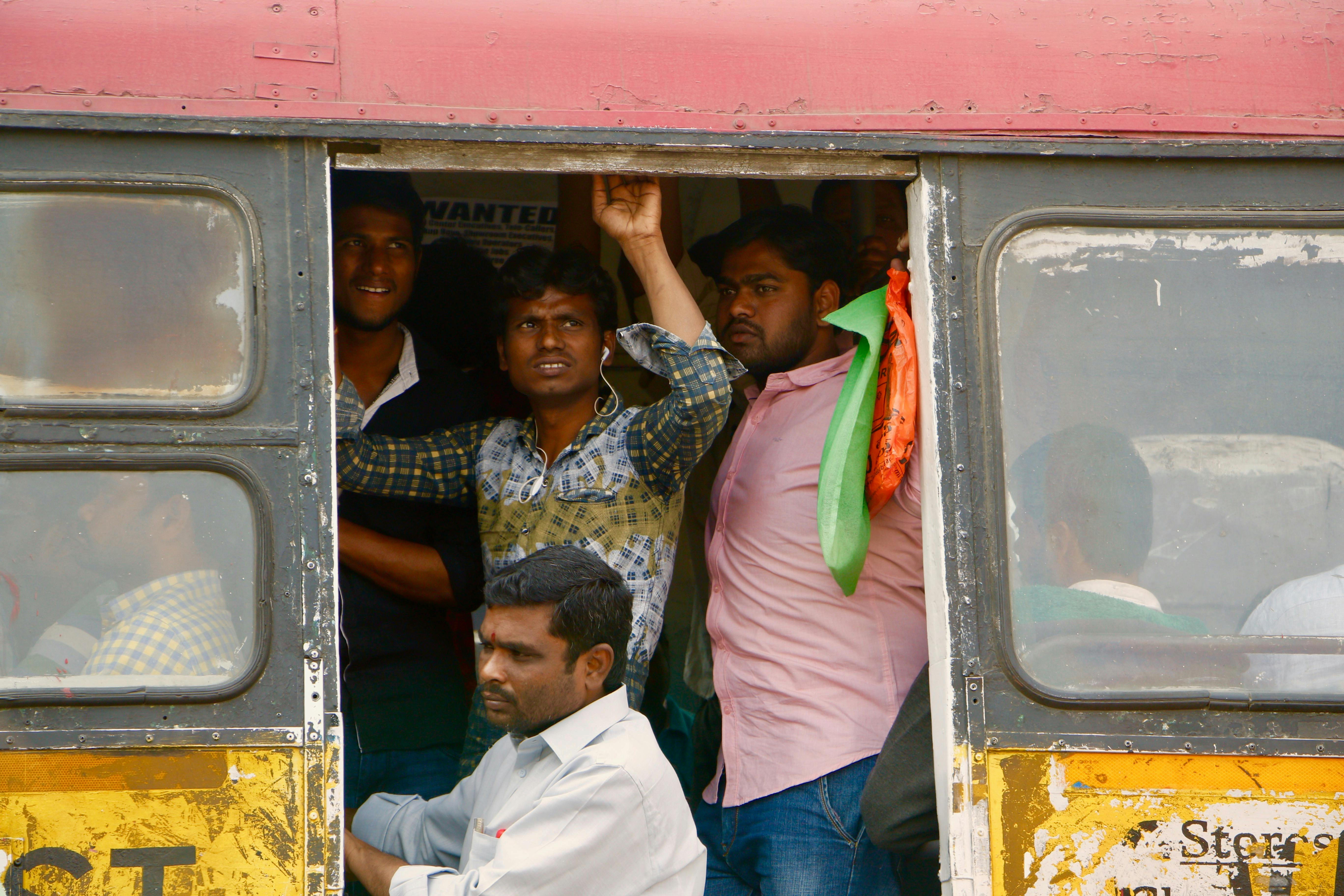 Free stock photo of india, people on bus