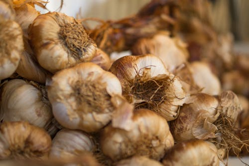 Shallow Focus Photography of Garlics