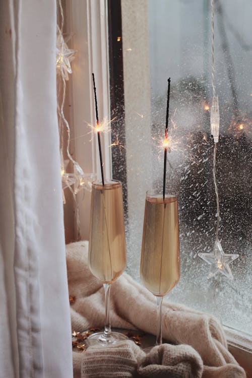 Window Christmas Decoration with Sparklers
