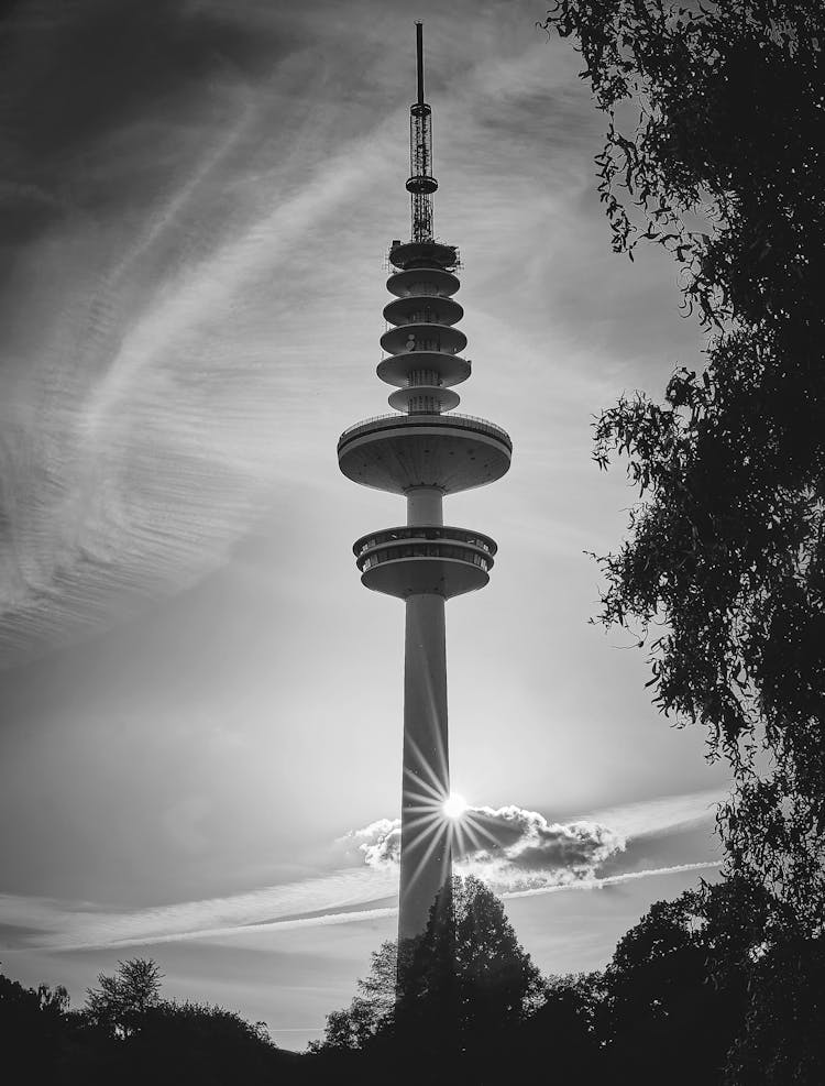 Grayscale Photo Of The Heinrich Hertz Tower 