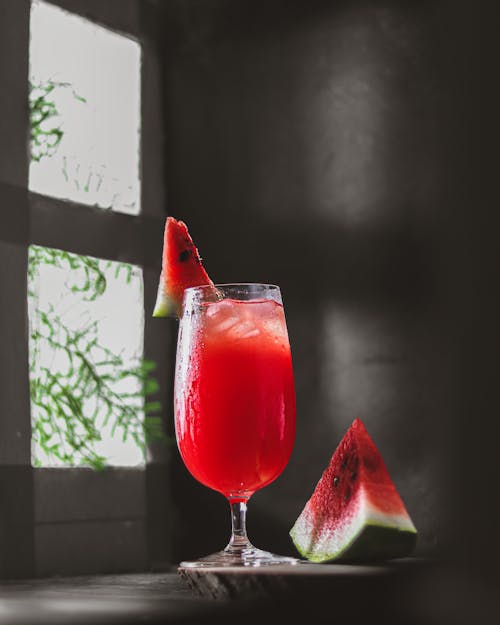 Watermelon by a Glass with a Drink