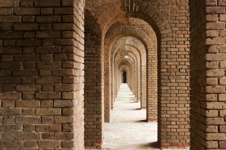 Alley In Brick Historic Arches In Building