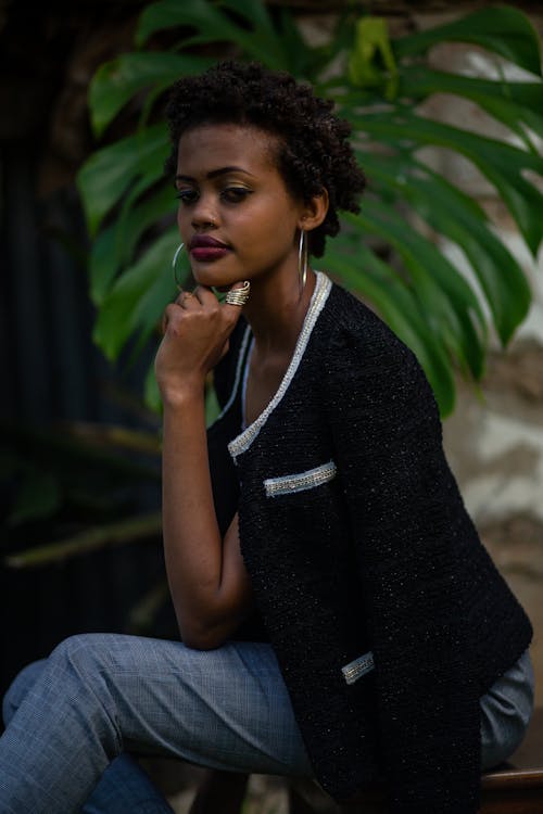 A Woman in Black Cardigan