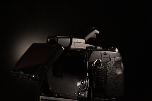 Analogue Camera Equipment on Black Background