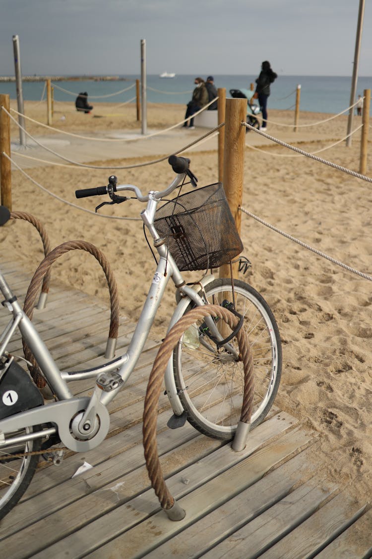 Bike On Sand Beach Parking