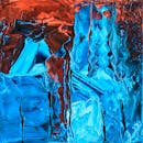 Blue and Red Abstract Painting