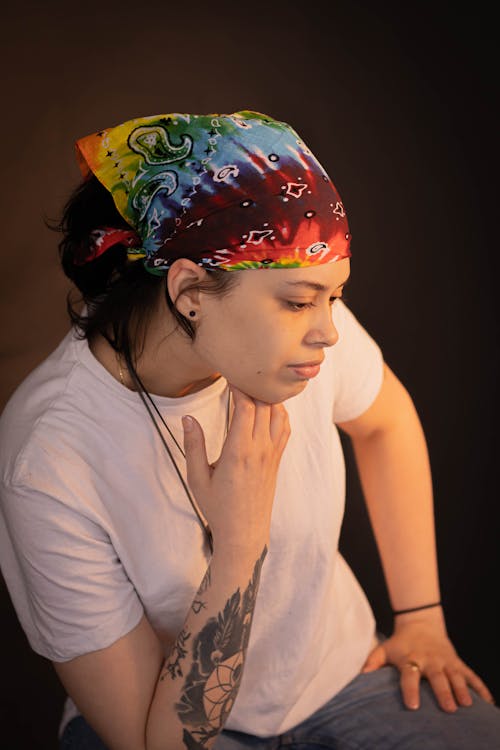 Woman with Colorful Shawl