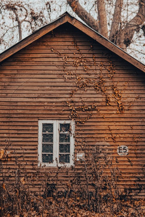 White Wooden Window on Brown Wooden House