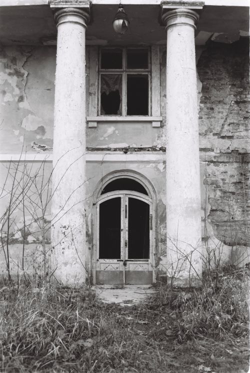 Free Black and white photo of an abandoned historic building façade in Rozdil, Ukraine. Stock Photo