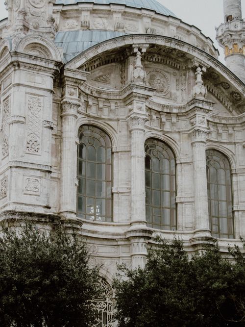Free Exquisite architectural details of Ortaköy Mosque façade in Istanbul, Turkey. Stock Photo