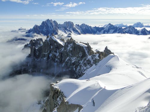 Aerial View of Snow Covered Mountains