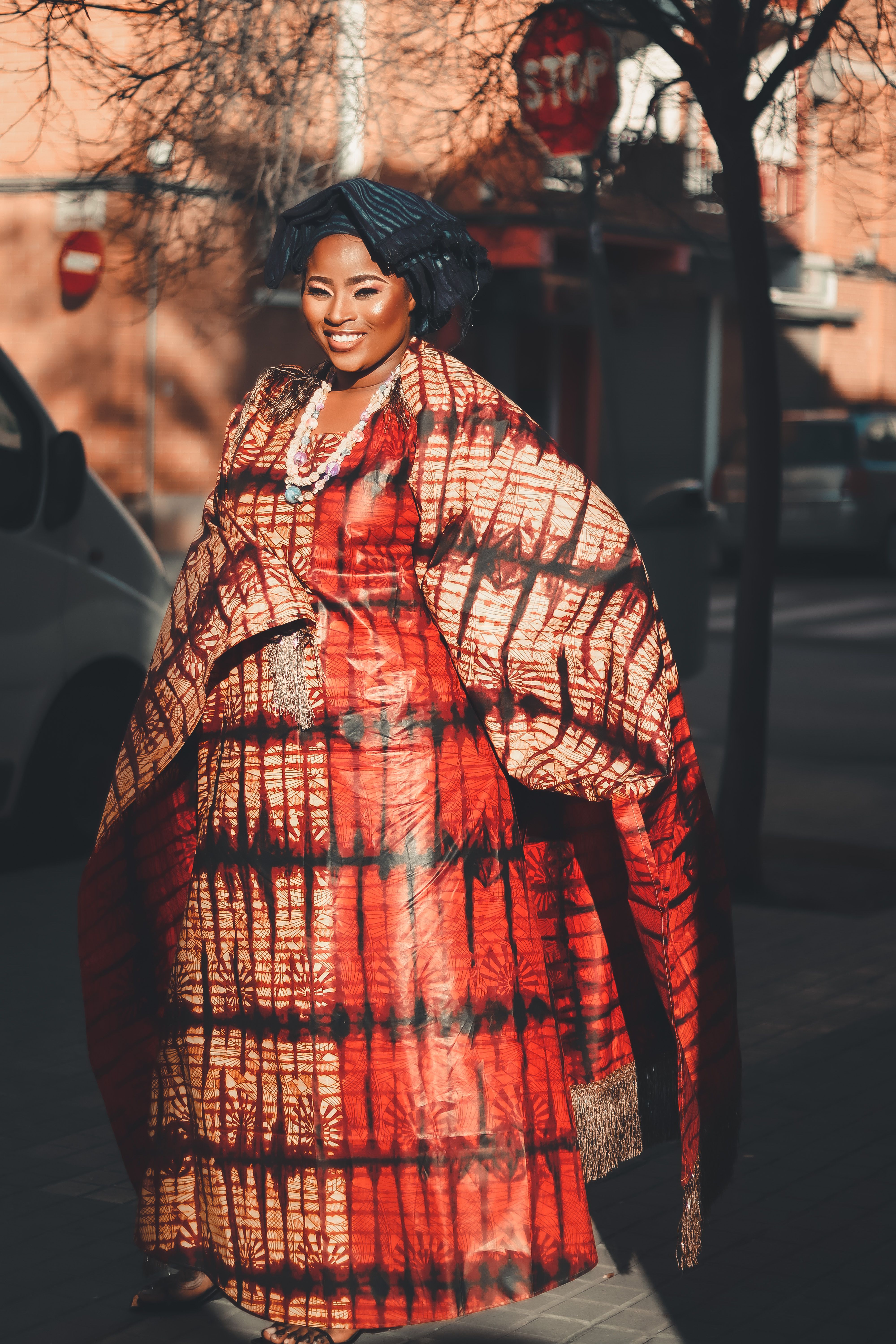 Ankara Silk Midi Dress, Emerald