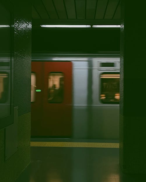 Subway Train on Platform Underground
